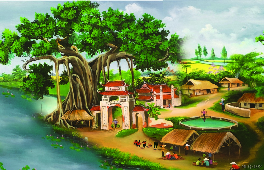 Phong cảnh làng quê - sơn dầu MLQ-102